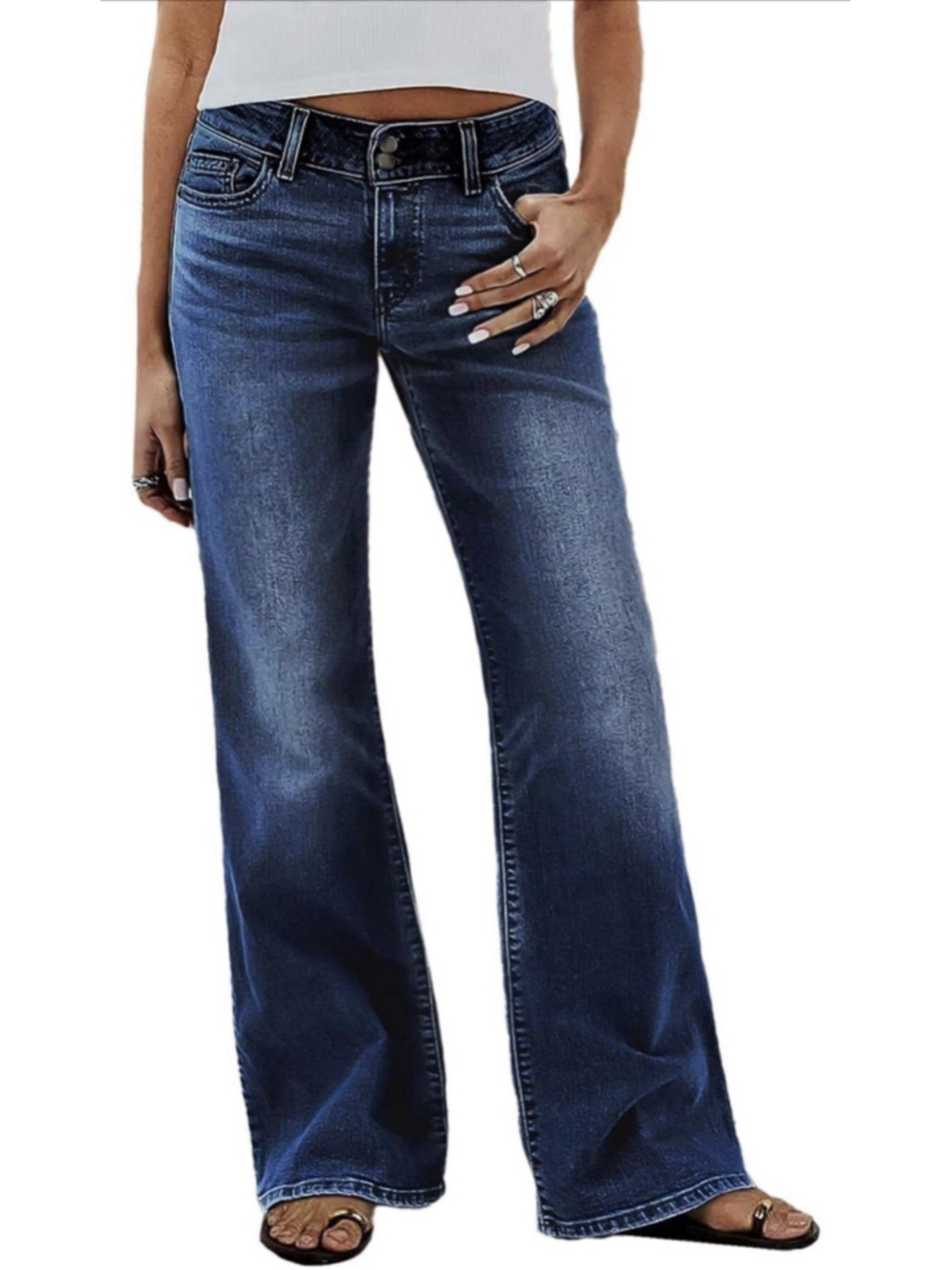 Flamingals Capri Barrel Leg Mid Waist Drawstring Trendy Jeans L